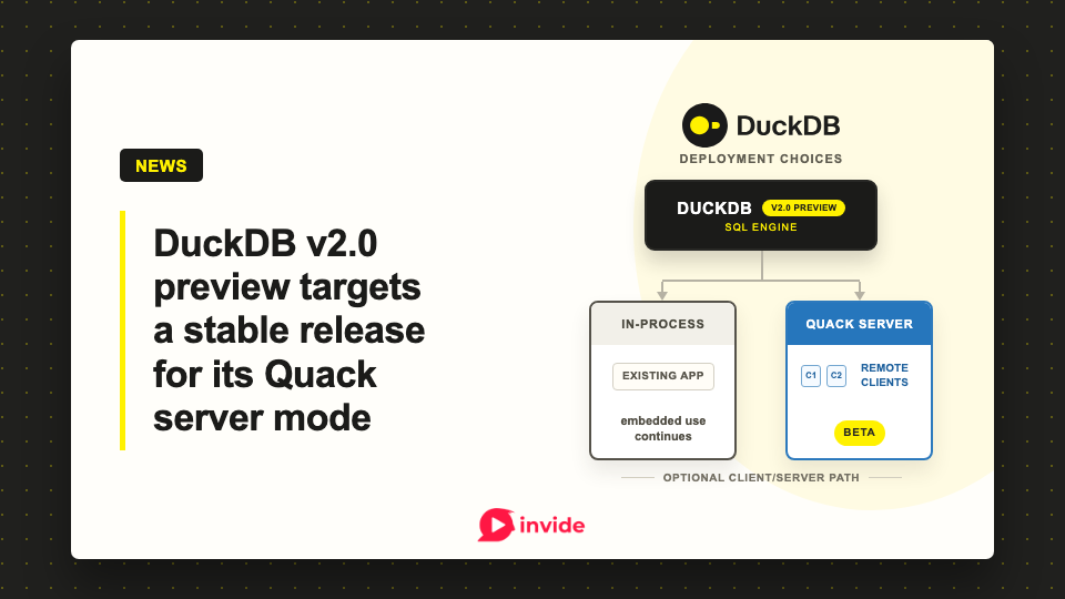 DuckDB v2.0 preview targets a stable release for its Quack server mode